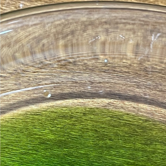 VINTAGE ITALIAN HAND BLOWN ART GLASS CLEAR & LIME GREEN BOWL - Picture 6 of 10